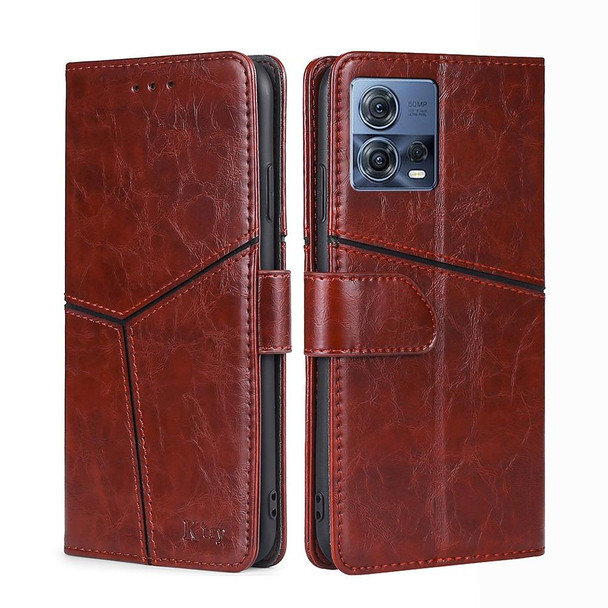 Motorola Edge S30 Pro 5G/Edge 30 Fusion Geometric Stitching Leather Phone Case(Dark Brown)