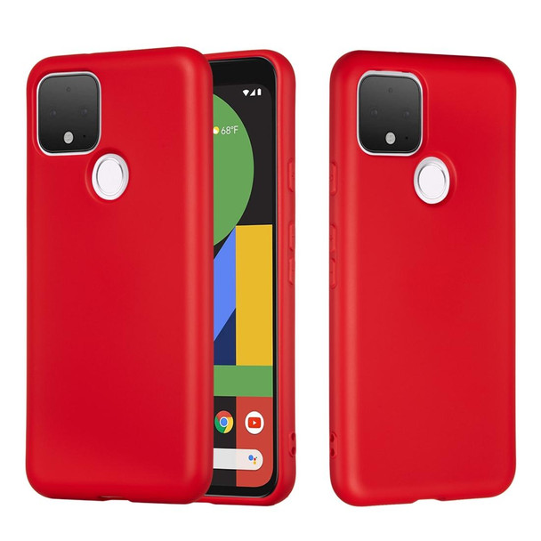 Google Pixel 4a 5G Pure Color Liquid Silicone Shockproof Full Coverage Case(Red)