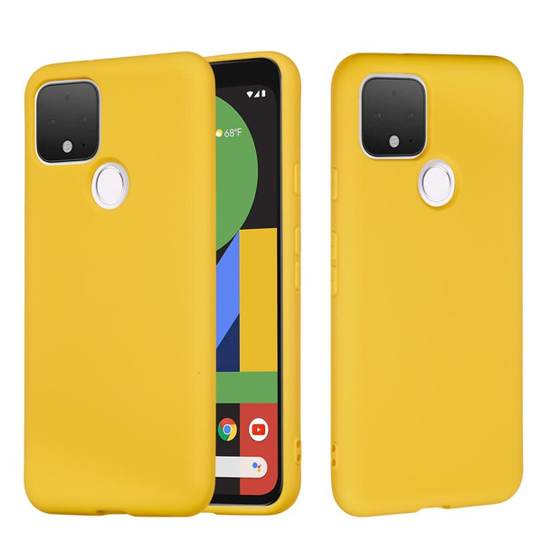 Google Pixel 4a 5G Pure Color Liquid Silicone Shockproof Full Coverage Case(Yellow)