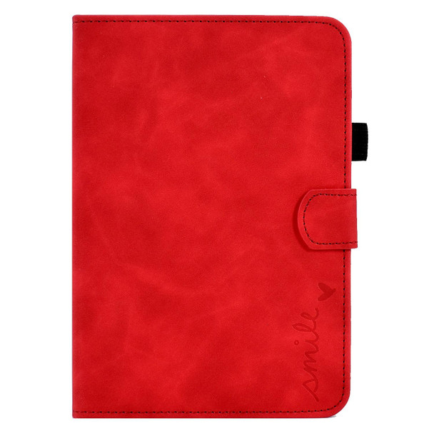 iPad mini 6 Embossed Smile Flip Tablet Leather Smart Case(Red)