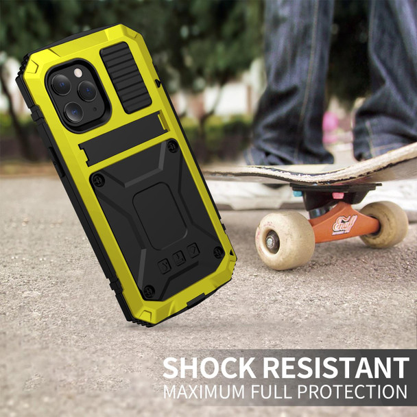 iPhone 12 mini R-JUST Shockproof Waterproof Dust-proof Metal + Silicone Protective Case with Holder (Yellow)