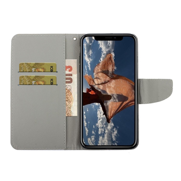 iPhone 12 mini Coloured Drawing Pattern Horizontal Flip PU Leather Case with Holder & Card Slots & Wallet & Lanyard (Couple Unicorn)