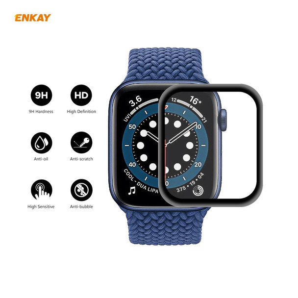 Apple Watch 6/5/4/SE 44mm ENKAY Hat-Prince 0.2mm 9H Surface Hardness 3D Explosion-proof Aluminum Alloy Edge Full Screen Tempered Glass Screen Film