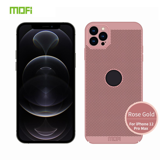 iPhone 12 Pro Max MOFi Honeycomb Texture Breathable PC Shockproof Protective Back Cover Case(Rose Gold)
