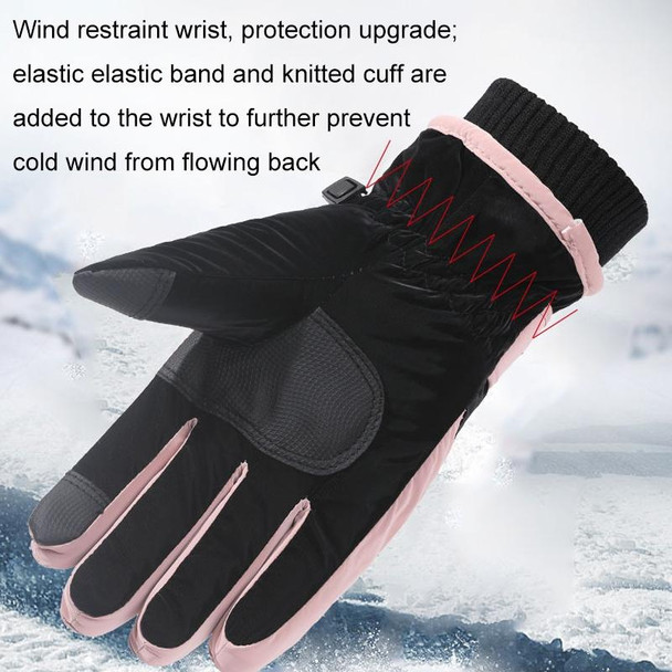 1 Pair WZ-204 Outdoor Warm And Windproof Thickened Cycling Sports Anti-fall Gloves, Size: Free Code(Pink Gray)
