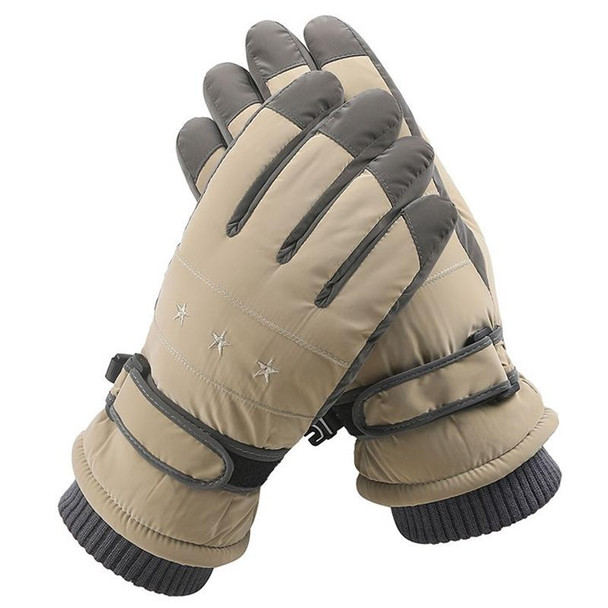 1 Pair WZ-204 Outdoor Warm And Windproof Thickened Cycling Sports Anti-fall Gloves, Size: Free Code(Coffee Gray)