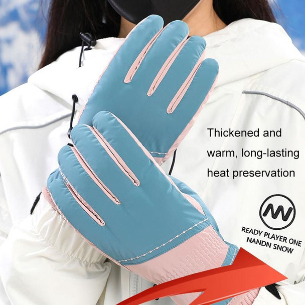 1 Pair WZ-207 Outdoor Warm And Windproof Thickened Cycling Sports Anti-fall Gloves(Pink Gray)