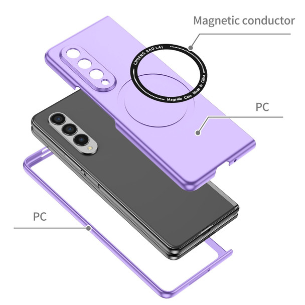 Samsung Galaxy Z Fold3 5G Magsafe Magnetic Folding PC Phone Case(Purple)