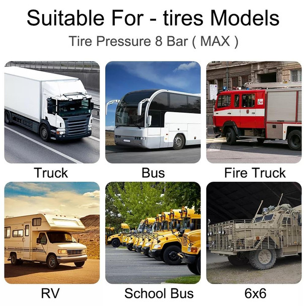 8 Bar Solar Wireless Tire Pressure Monitoring System TPMS 6 External Sensors for 6-wheel Truck Bus