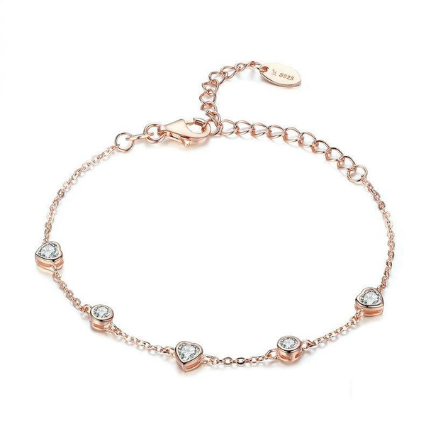 Rose Gold Plated Zircon Bracelet S925 Sterling Silver Female Bracelet