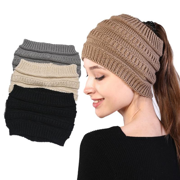 Autumn and Winter Women Knitted Headband Widening Face Wash Head Cover(White)