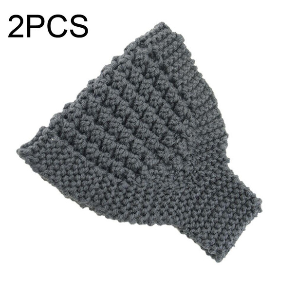 2 PCS Knitted Headband Warm Ear Protection Widened Head Cover Hair Accessories(Dark Gray)