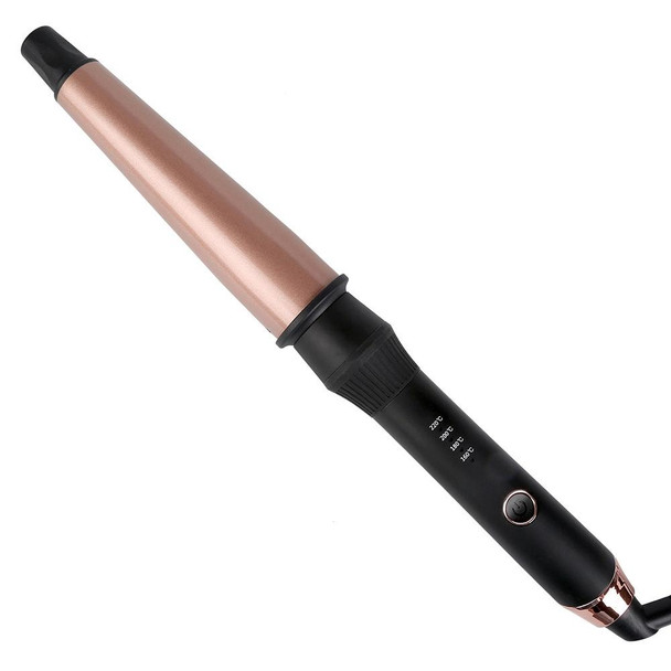 1-1.5 inch Conical Ceramic Hair Curler with Heat-resistant Gloves , UK Plug (Rose Gold)