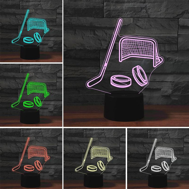 Ice Hockey Shape 3D Colorful LED Vision Light Table Lamp, USB Touch Version