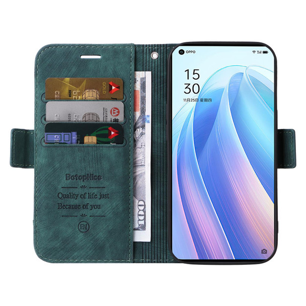 OPPO Reno 7 Pro 5G BETOPNICE Dual-side Buckle Leather Phone Case(Green)