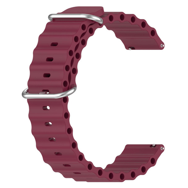 Samsung Galaxy Watch Active 2 40mm 20mm Ocean Style Silicone Solid Color Watch Band(Wine Red)