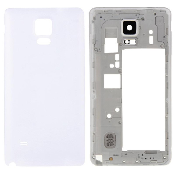 Galaxy Note 4 / N910V Full Housing Cover (Middle Frame Bezel Back Plate Housing Camera Lens Panel + Battery Back Cover ) (White)