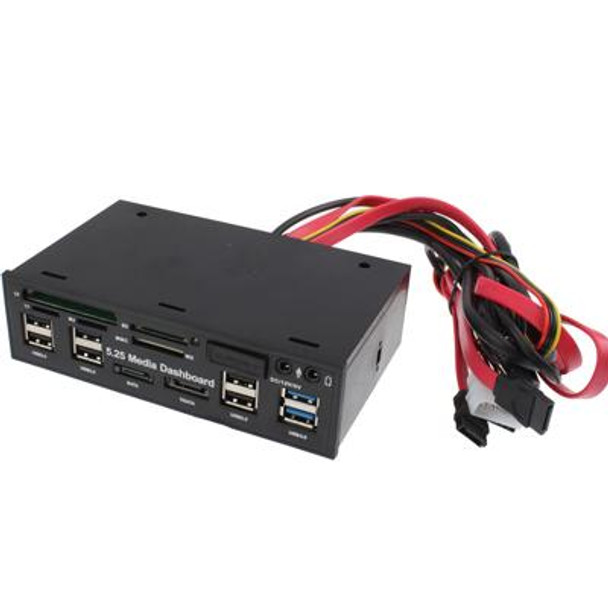 5.25 inch Media PC Dashboard Card Reader 2 x USB 3.0 + 6 x USB 2.0 SATA