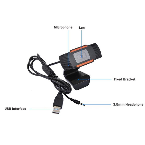 720P Manual Focus Webcam USB Camera with Microphone