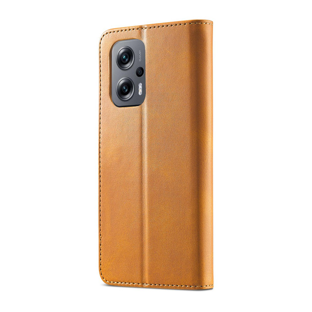 Xiaomi Poco M5 LC.IMEEKE Calf Texture Leather Phone Case(Brown)