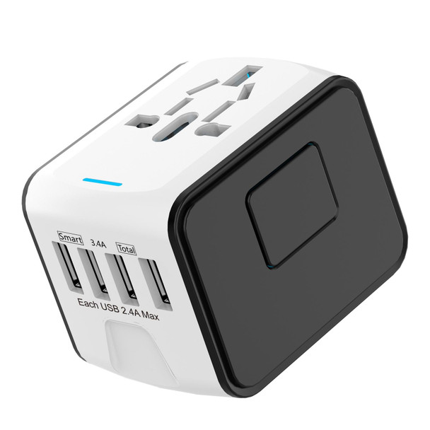 BMAX 199-04U Travel Multifunctional USB Converter 4 USB Universal Socket(White Black)