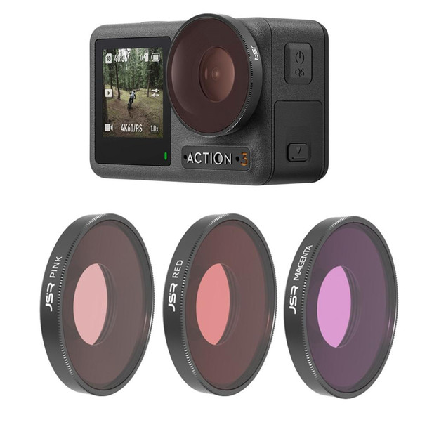 JSR Diving Red / Pink / Purple Color Lens Filter - DJI Osmo Action 3 / GoPro Hero11 Black / HERO10 Black / HERO9 Black