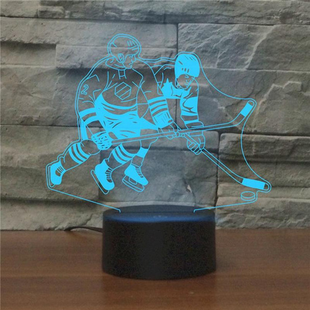 Playing Ice Hockey Shape 3D Colorful LED Vision Light Table Lamp, USB & Battery Version