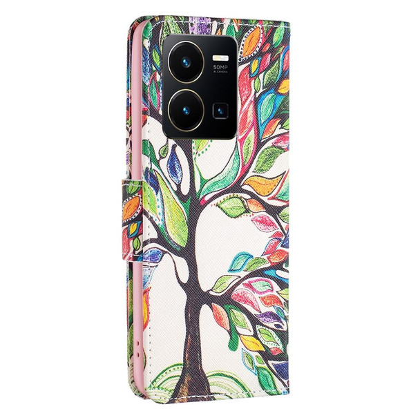 vivo Y35/Y22 Colored Drawing Pattern Leather Phone Case(Tree Life)