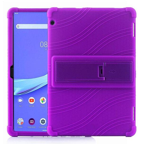 Lenovo Tab E10 Tablet PC Silicone Protective Case with Invisible Bracket(Purple)