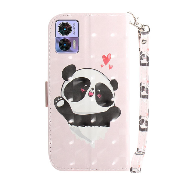 Motorola Edge 30 Neo/Edge 30 Lite 3D Colored Horizontal Flip Leather Phone Case(Heart Panda)