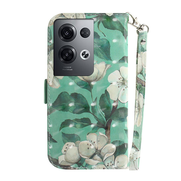OPPO Reno8 Pro+ 3D Colored Horizontal Flip Leather Phone Case(Watercolor Flower)