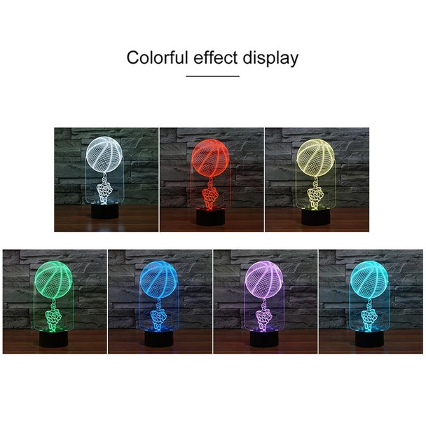 Basketball Black Base Creative 3D LED Decorative Night Light, 16 Color Remote Control Version