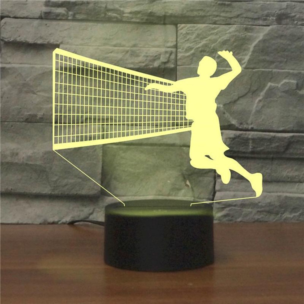 Playing Volleyball Shape 3D Colorful LED Vision Light Table Lamp, 16 Colors Remote Control Version