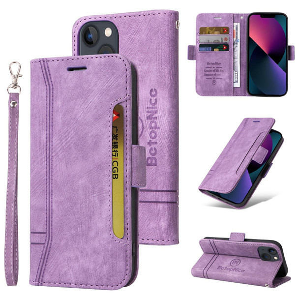 iPhone 14 BETOPNICE Dual-side Buckle Leather Phone Case(Purple)