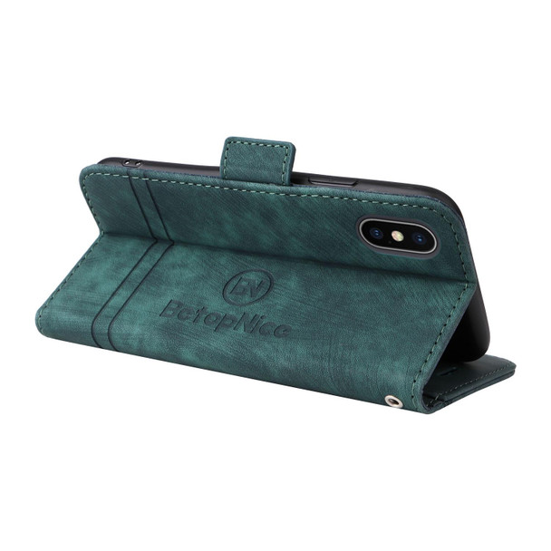 iPhone XR BETOPNICE Dual-side Buckle Leather Phone Case(Green)