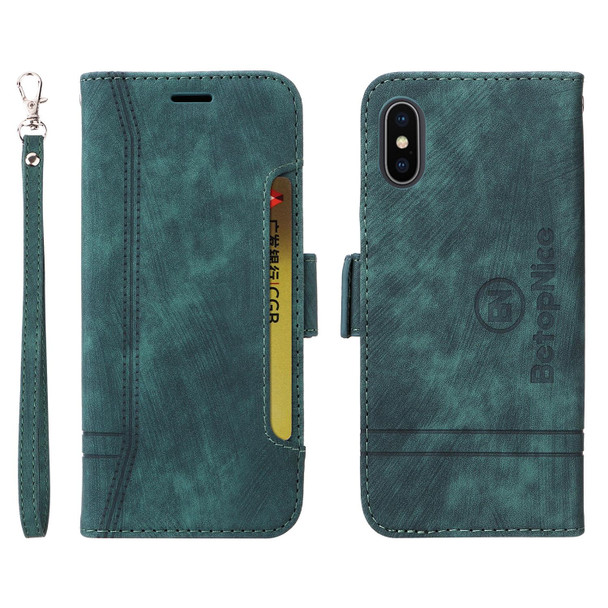 iPhone XR BETOPNICE Dual-side Buckle Leather Phone Case(Green)