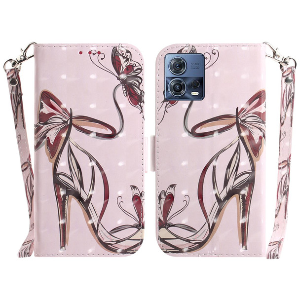 Motorola Moto S30 Pro 5G/Edge 30 Fusion 5G 3D Colored Horizontal Flip Leather Phone Case(Butterfly High-heeled)