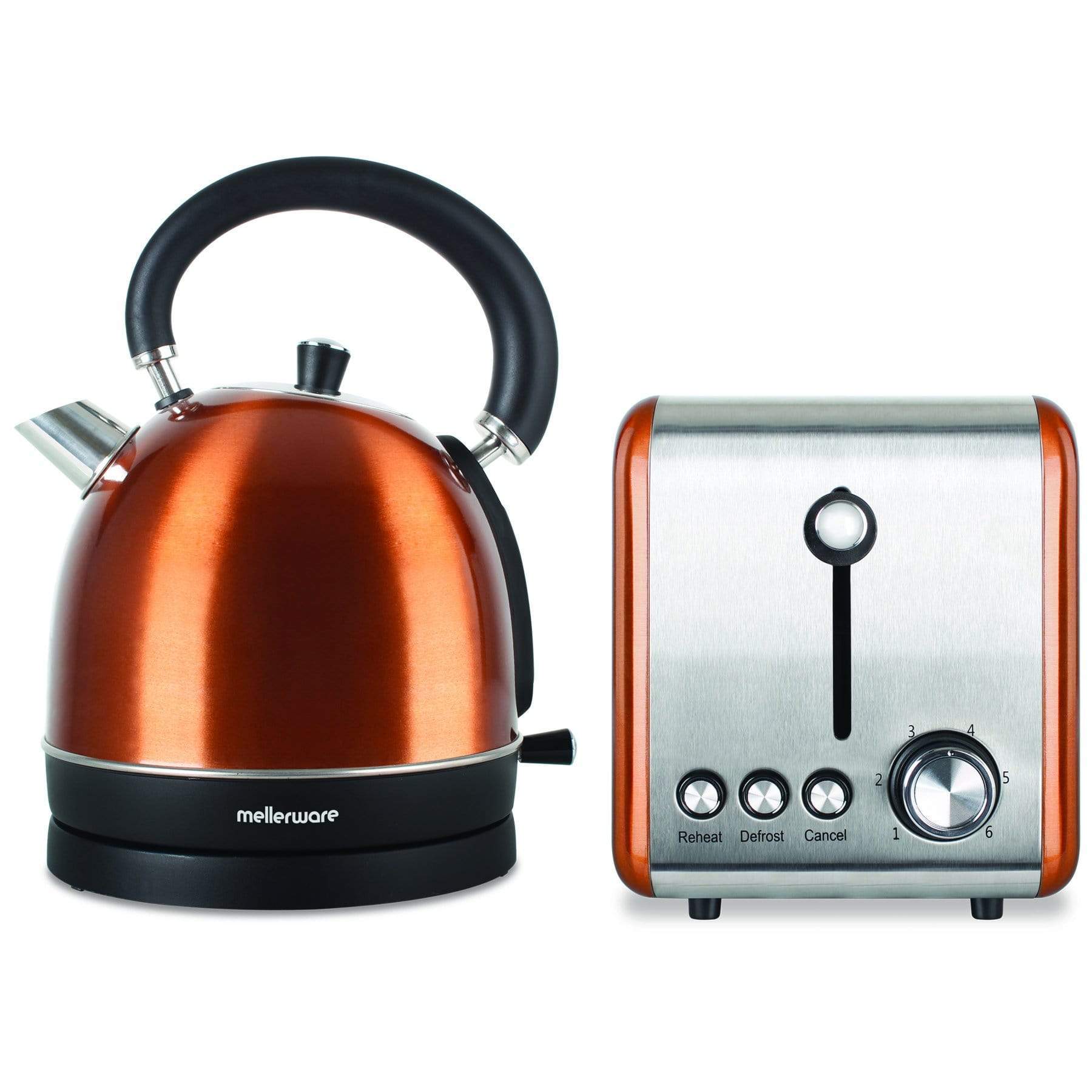 Sleek Modern Black & Copper 1.8L Electric Kettle & 2 Slice Toaster  Breakfast Set