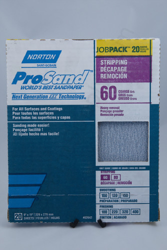 20 sheet box of Norton Prosand sandpaper in 60 grit