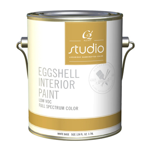 The front of a gallon paint can with C2 Studio eggshell sheen interior paint