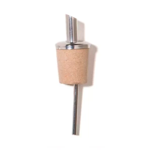Barprofessional-Ausgießer aus Naturkork mit kurzem Ausgießer, Kunststoff-Edelstahl, Silber 