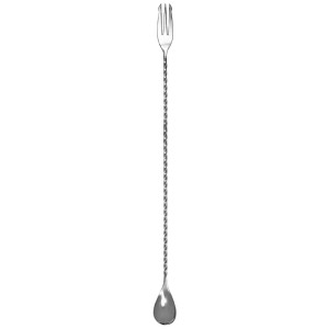 Bar Professional Barlepel met vork Trident 40 cm RVS Zilver
