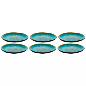 Palmer plate Lotus 27.5 cm Turquoise Black Stoneware 6 pieces