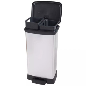 Curver  Decobin Tretabfalleimer 39 x 29 x 72 cm - 46 l Silbergrau Kunststoff