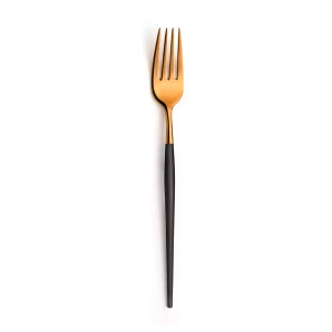 Fourchette de table Amefa 1114 « Soprano », 20,3 cm, 18/10, noir et or 