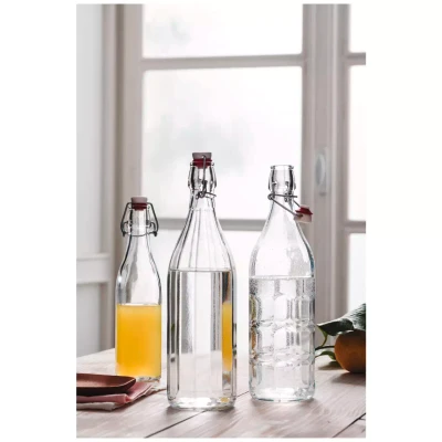 Rocco Bormioli Bouteille « Swing » 1 litre, en verre argenté