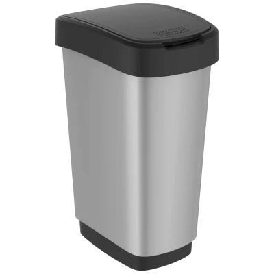 Rotho Twist Rotho 39 x 29 x 67 cm, 50 liters, Polypropylene, Silver