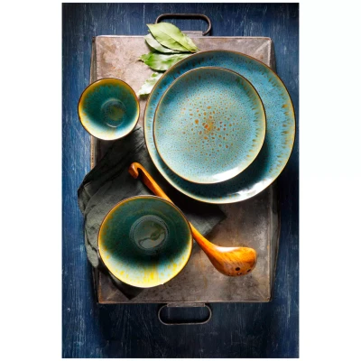 Palmer Deep Plate Lotus 21 cm Stoneware Turquoise
