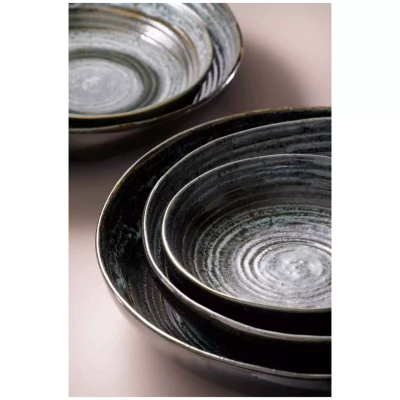 Palmer Deep Coupe Plate Metallic 22 cm Stoneware Silver