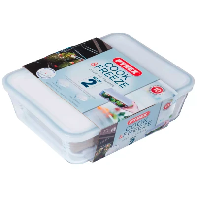 Pyrex with Lid, Cook&Freez x 19 x 8 cm, 2.6 liters, 1.5 liters, Borosilicate